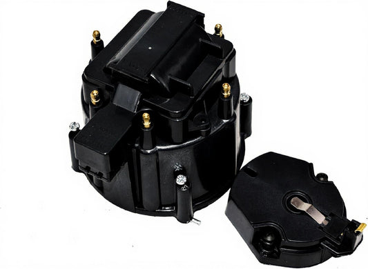 5 Star Speed HEI Distributor Cap, Rotor, and Coil Cover Kit Compatible with GM Style V6 (Black)
