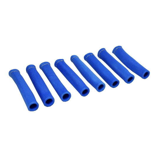 5 Star Speed Spark Plug Wire Boot Heat Shield Sleeves Blue 6" Long Set of 8