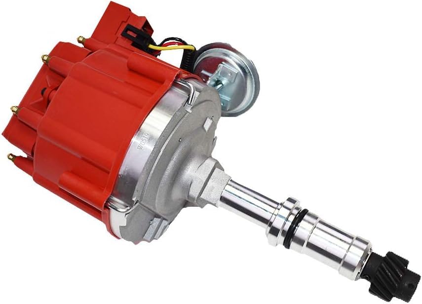 5 Star Speed HEI Distributor Compatible with Buick Small Block 215 340 350 V8 Engines with 65K Volt Coil, One-Wire Installation, Red Cap