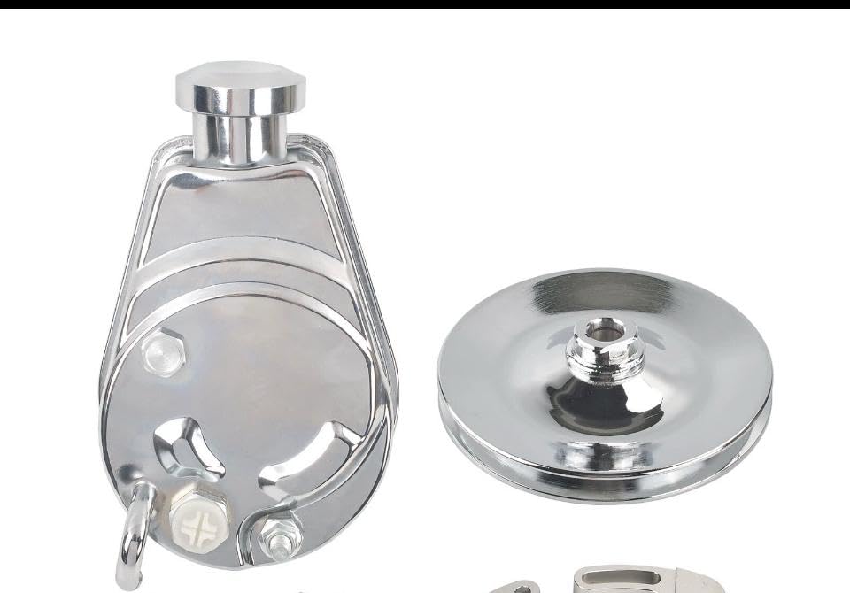 5 Star Speed Chrome Power Steering Pump & Single Groove Pulley Compatible with Saginaw GM Hot Rod Applications
