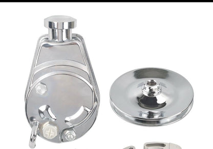 5 Star Speed Chrome Power Steering Pump & Single Groove Pulley Compatible with Saginaw GM Hot Rod Applications