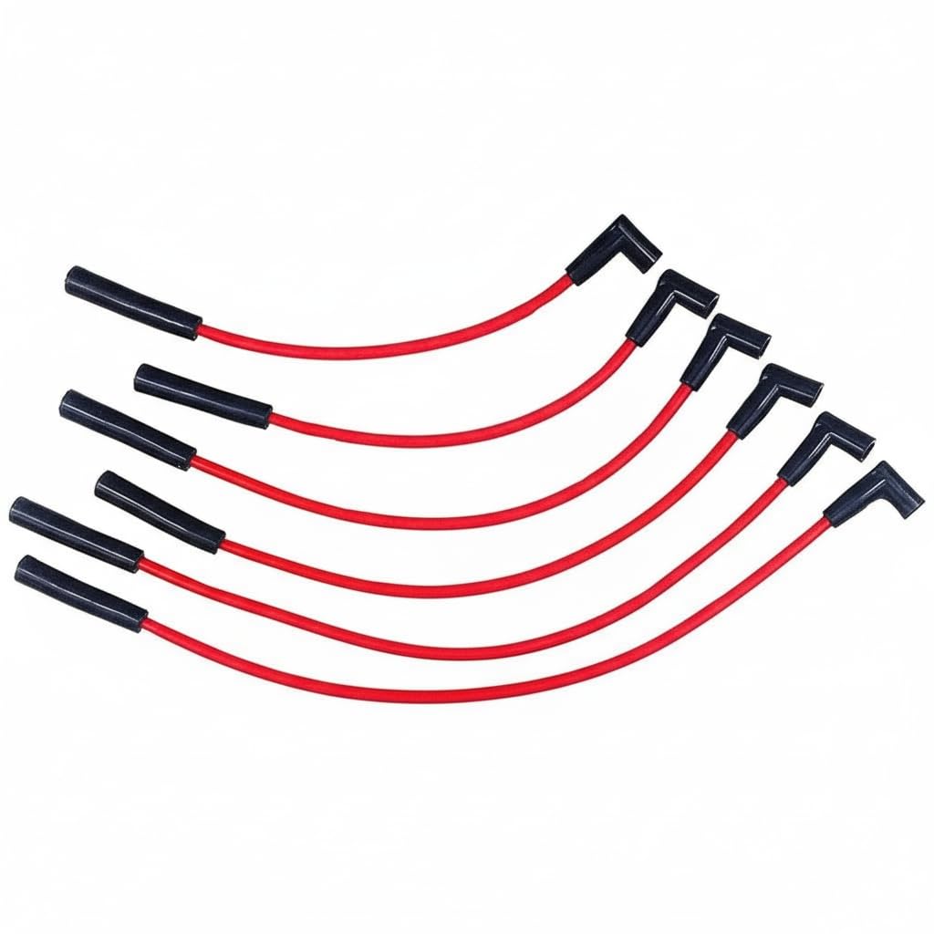 5 Star Speed 8.0mm Red Spark Plug Wire Set Compatible with AMC Jeep 199–282 Inline 6 HEI