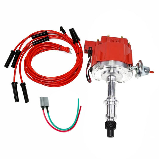 5 Star Speed HEI Distributor Kit Compatible with Pontiac V8 301 326 350 389 400 421 428 455 with 8.0mm Red Spark Plug Wires