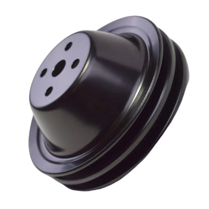 5 Star Speed Water Pump Pulley Double-Groove SWP Short Water Pump Compatible with Small Block Chevy SBC 262 265 267 283 302 305 307 327 350 400 Black Steel