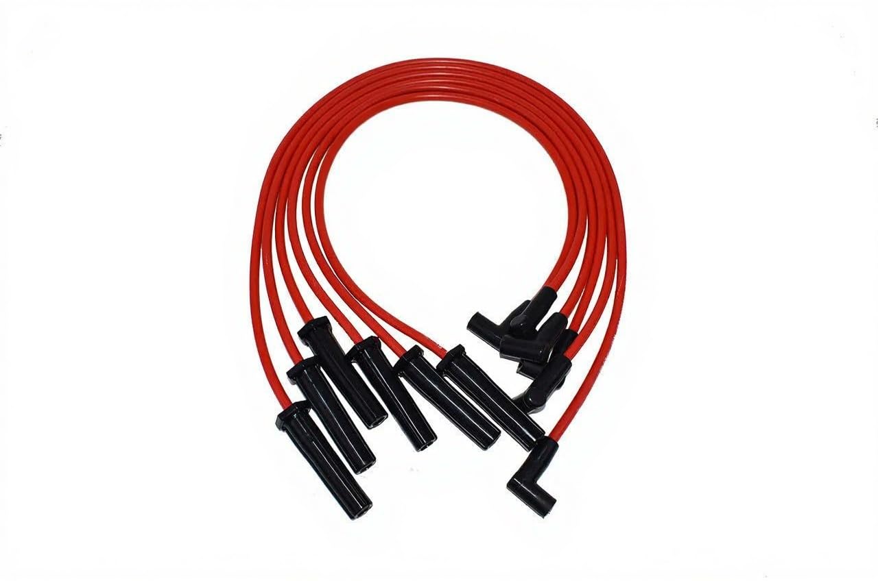 5 Star Speed 8.0mm Red Spark Plug Wire Set Compatible with Chevy GMC 4.3L Vortec V6 HEI EFI to Carb Swap
