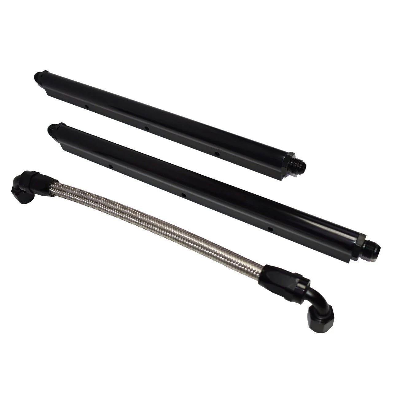 5 Star Speed Billet Aluminum Fuel Rail Kit with Middle Pipe Compatible With LS1 LS2 LS6 Black