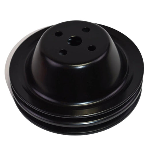 5 Star Speed Water Pump Pulley Double-Groove SWP Short Water Pump Compatible with Small Block Chevy SBC 262 265 267 283 302 305 307 327 350 400 Black Steel