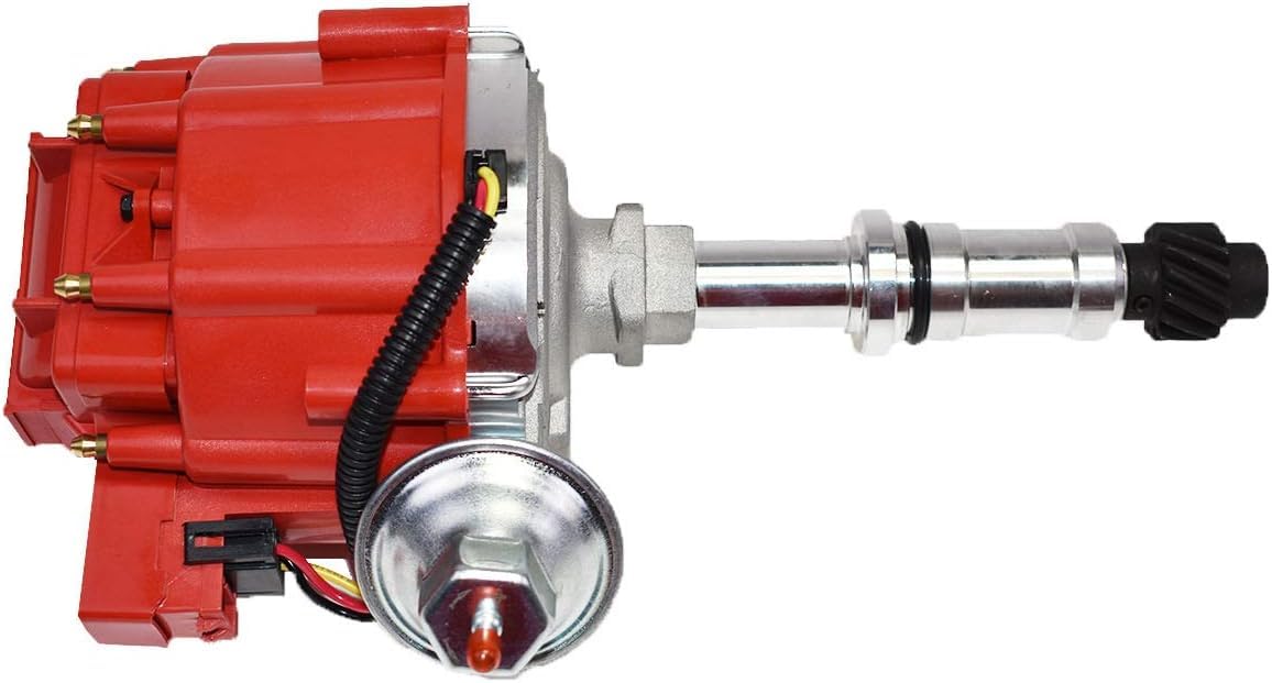 5 Star Speed HEI Distributor Compatible with Buick Small Block 215 340 350 V8 Engines with 65K Volt Coil, One-Wire Installation, Red Cap