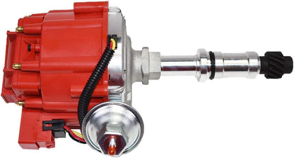 5 Star Speed HEI Distributor Compatible with Buick Small Block 215 340 350 V8 Engines with 65K Volt Coil, One-Wire Installation, Red Cap