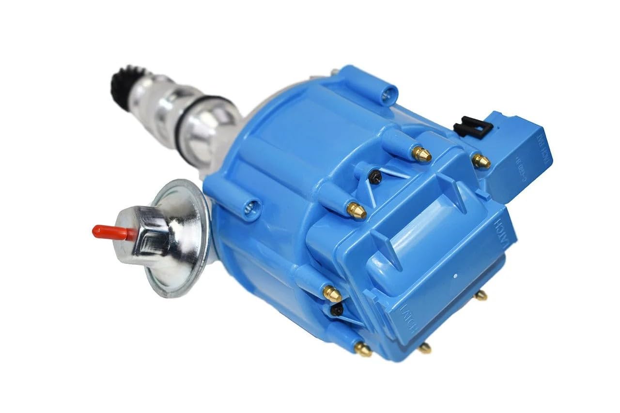 5 Star Speed HEI Distributor with High Output Coil Compatible with Ford FE/FT 330 361 391 V8 5/16" Shaft Blue Cap