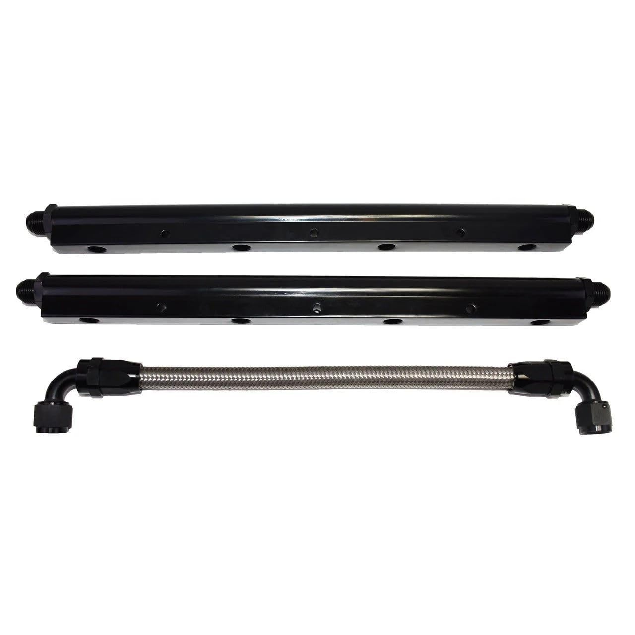 5 Star Speed Billet Aluminum Fuel Rail Kit with Middle Pipe Compatible With LS1 LS2 LS6 Black