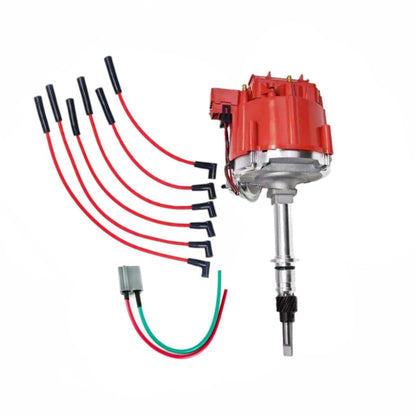 5 Star Speed HEI Red Distributor Kit Compatible with AMC Jeep Inline 6-Cylinder Engines 232 258 CJ5 CJ7 with 8.0mm Spark Plug Wires