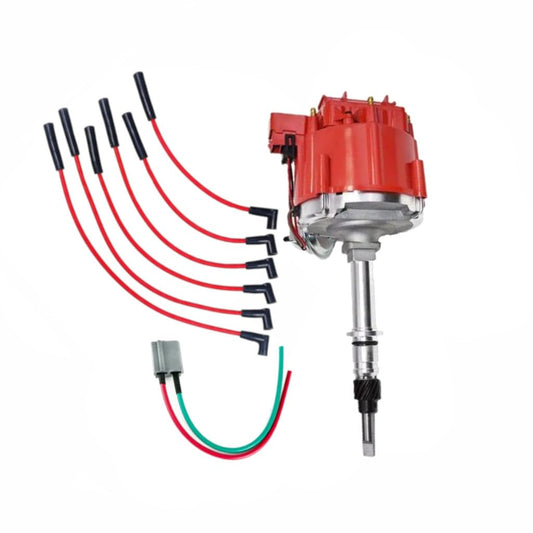 5 Star Speed HEI Red Distributor Kit Compatible with AMC Jeep Inline 6-Cylinder Engines 232 258 CJ5 CJ7 with 8.0mm Spark Plug Wires