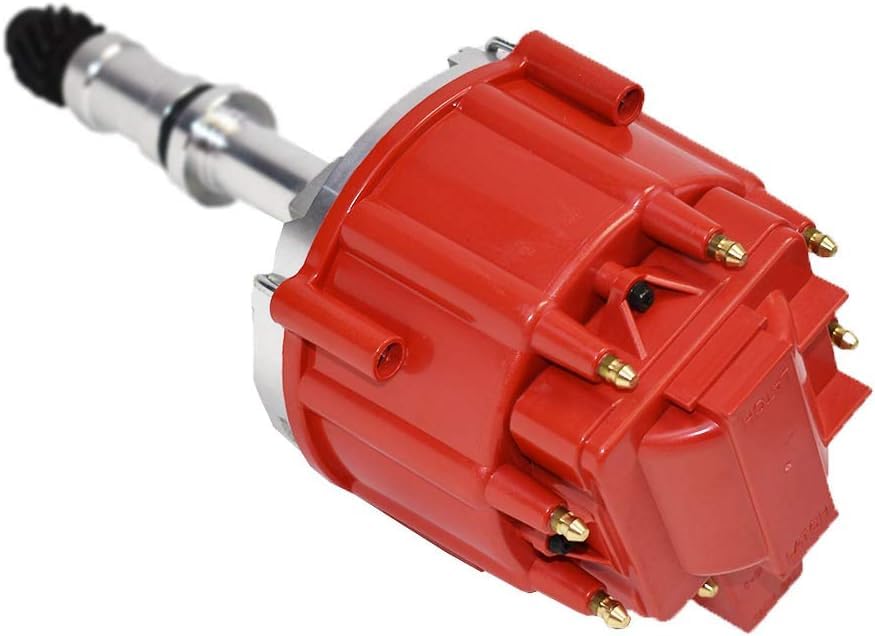 5 Star Speed HEI Distributor Compatible with Buick Small Block 215 340 350 V8 Engines with 65K Volt Coil, One-Wire Installation, Red Cap