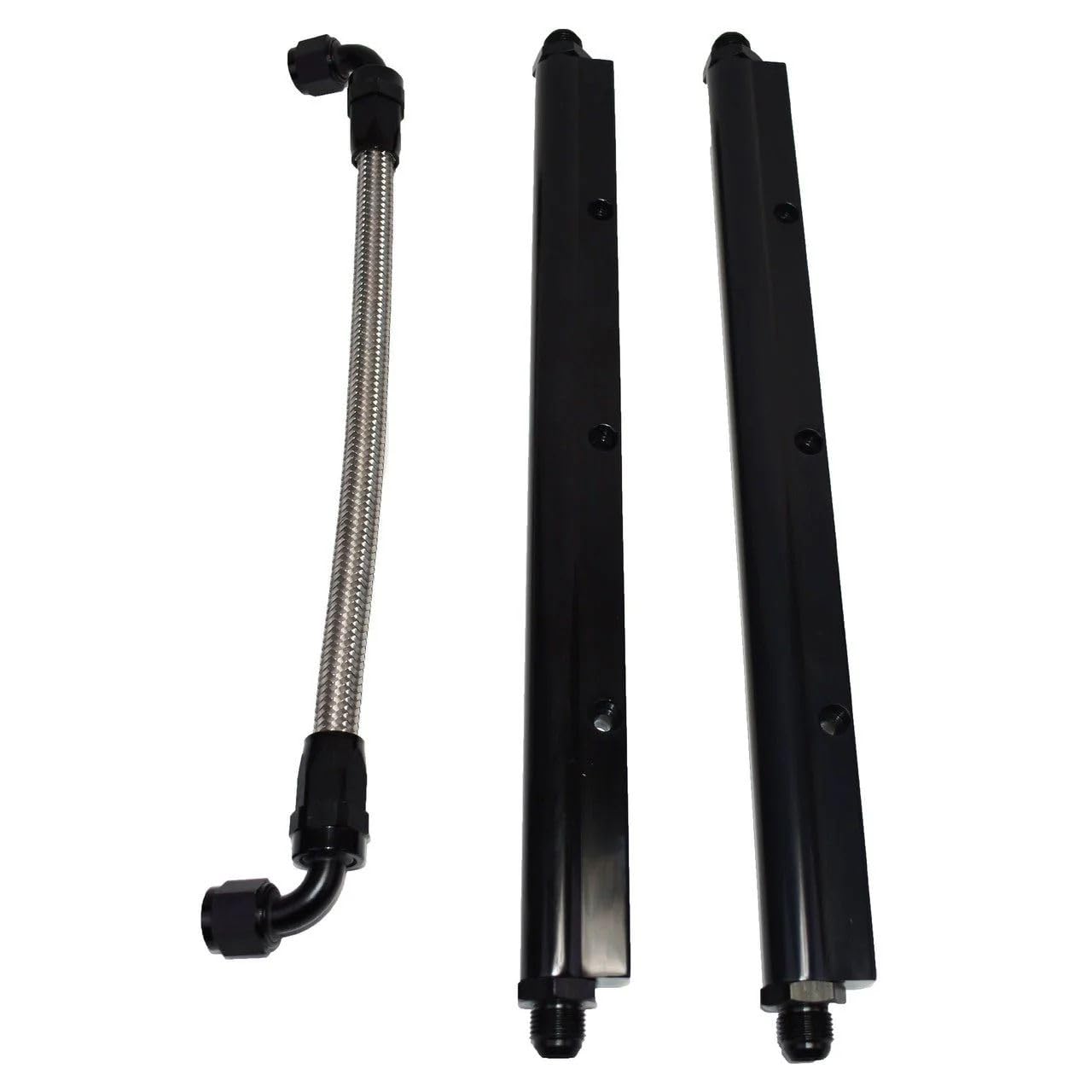 5 Star Speed Billet Aluminum Fuel Rail Kit with Middle Pipe Compatible With LS1 LS2 LS6 Black