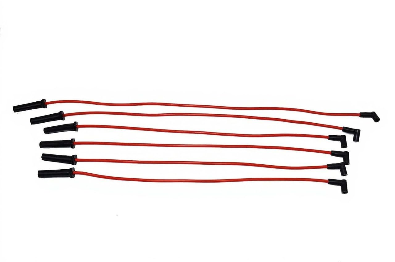 5 Star Speed 8.0mm Red Spark Plug Wire Set Compatible with Chevy GMC 4.3L Vortec V6 HEI EFI to Carb Swap