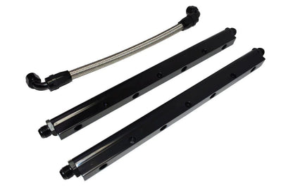 5 Star Speed Billet Aluminum Fuel Rail Kit with Middle Pipe Compatible With LS1 LS2 LS6 Black
