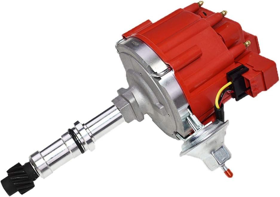 5 Star Speed HEI Distributor Compatible with Buick Small Block 215 340 350 V8 Engines with 65K Volt Coil, One-Wire Installation, Red Cap