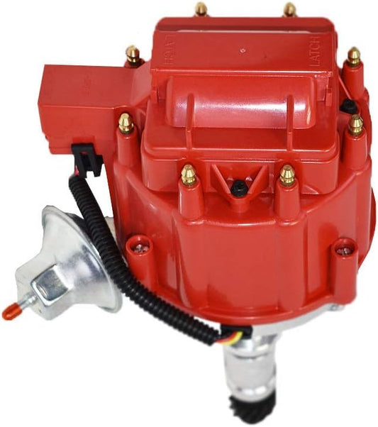 5 Star Speed HEI Distributor Compatible with Buick Small Block 215 340 350 V8 Engines with 65K Volt Coil, One-Wire Installation, Red Cap