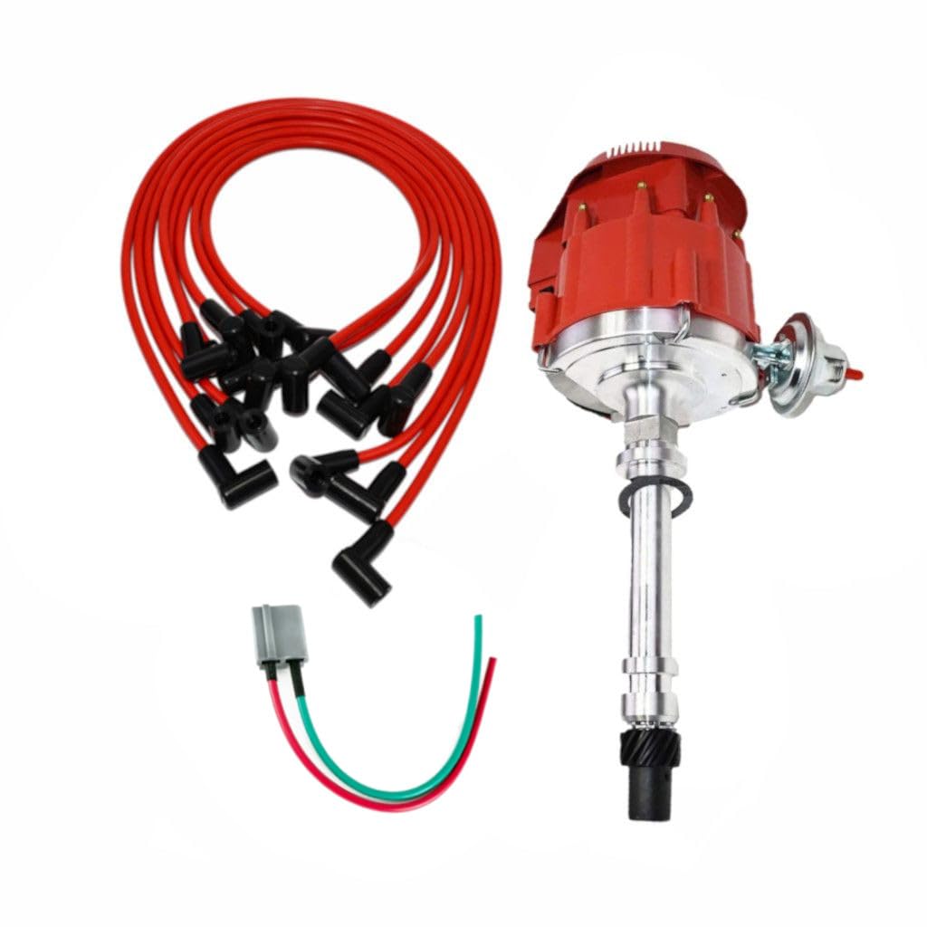 5 Star Speed HEI Distributor Kit Compatible with Chevy GM Small Block SBC 283 305 307 327 350 400 with 8.0mm Spark Plug Wires Red Cap
