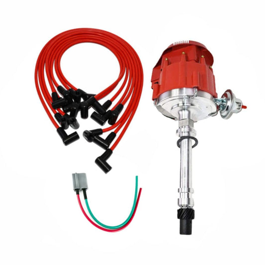 5 Star Speed HEI Distributor Kit Compatible with Chevy GM Small Block SBC 283 305 307 327 350 400 with 8.0mm Spark Plug Wires Red Cap