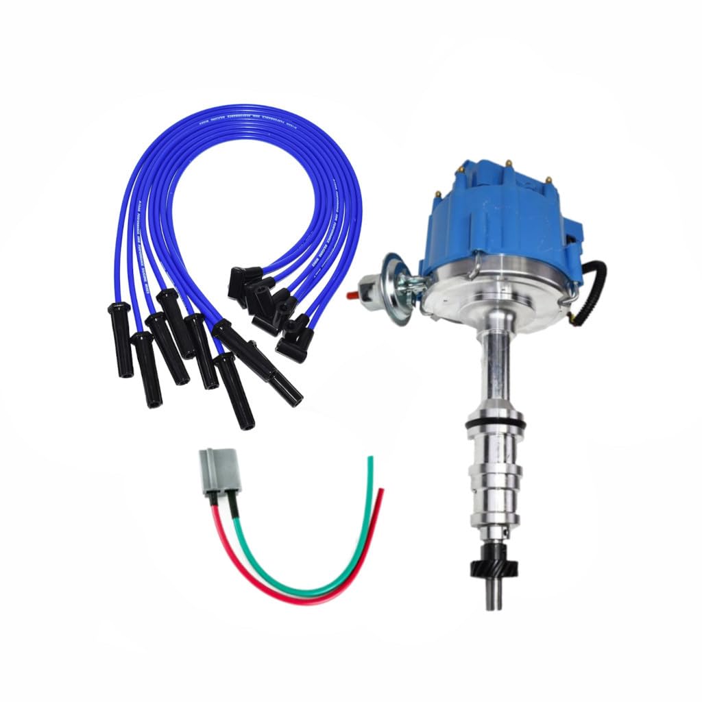 5 Star Speed HEI Distributor Kit Compatible with Ford FE 360 390 427 8.0mm Spark Plug Wires Blue