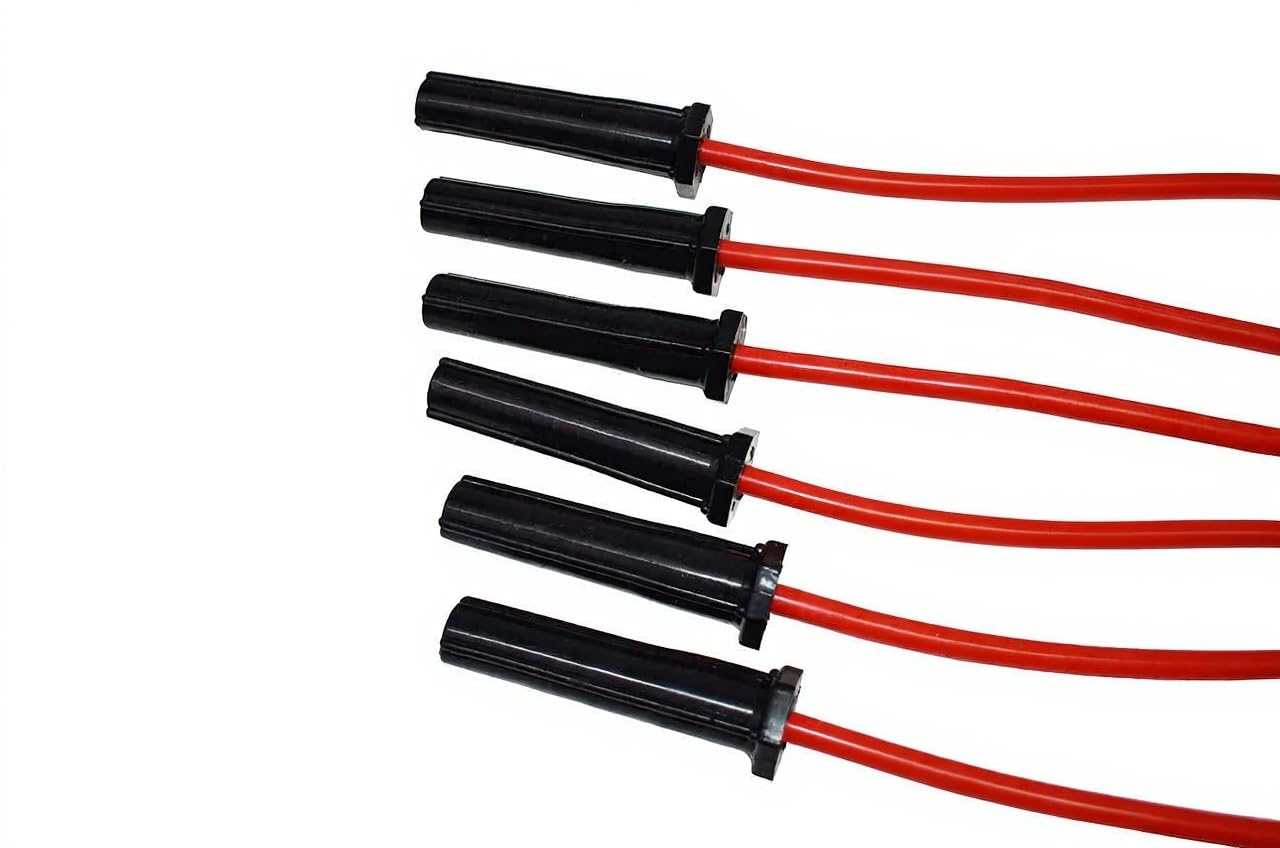 5 Star Speed 8.0mm Red Spark Plug Wire Set Compatible with Chevy GMC 4.3L Vortec V6 HEI EFI to Carb Swap