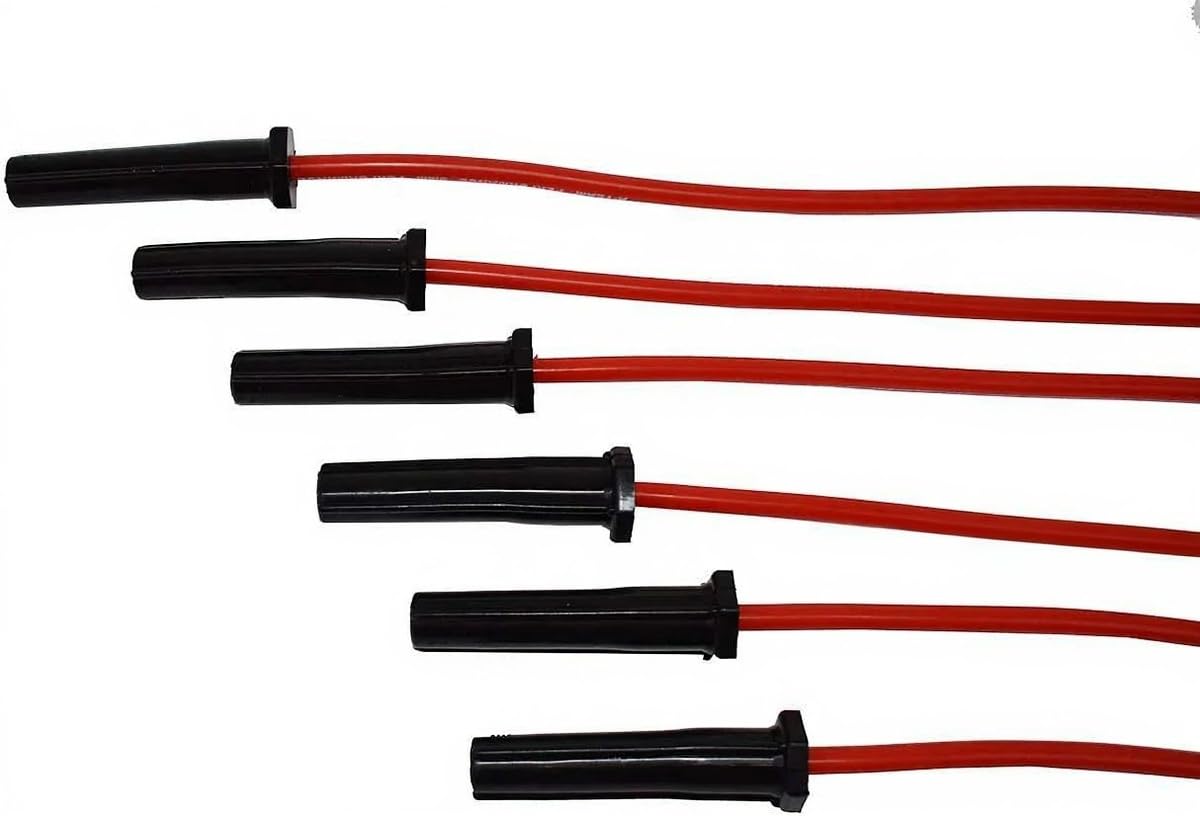 5 Star Speed 8.0mm Red Spark Plug Wire Set Compatible with Chevy GMC 194 216 235 and Toyota Land Cruiser 2F 3F Inline 6 HEI