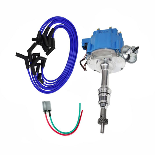 5 Star Speed HEI Distributor Kit Compatible with Ford Small Block SBF 221 260 289 302 5.0 with 8.0mm Blue Spark Plug Wires
