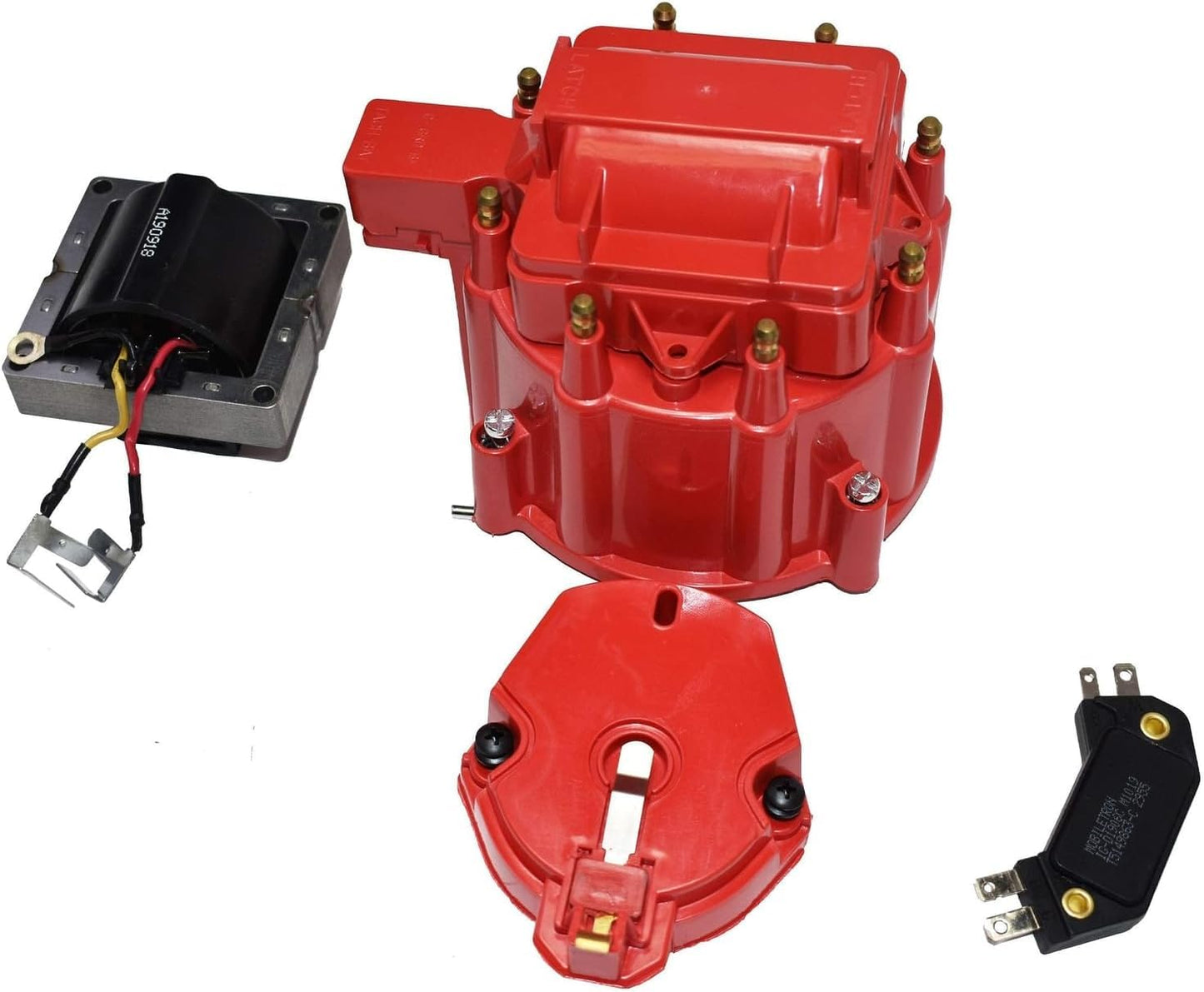 5 Star Speed HEI Distributor Tune-Up Kit with High Output Coil Compatible with GM Style V8 (Red)