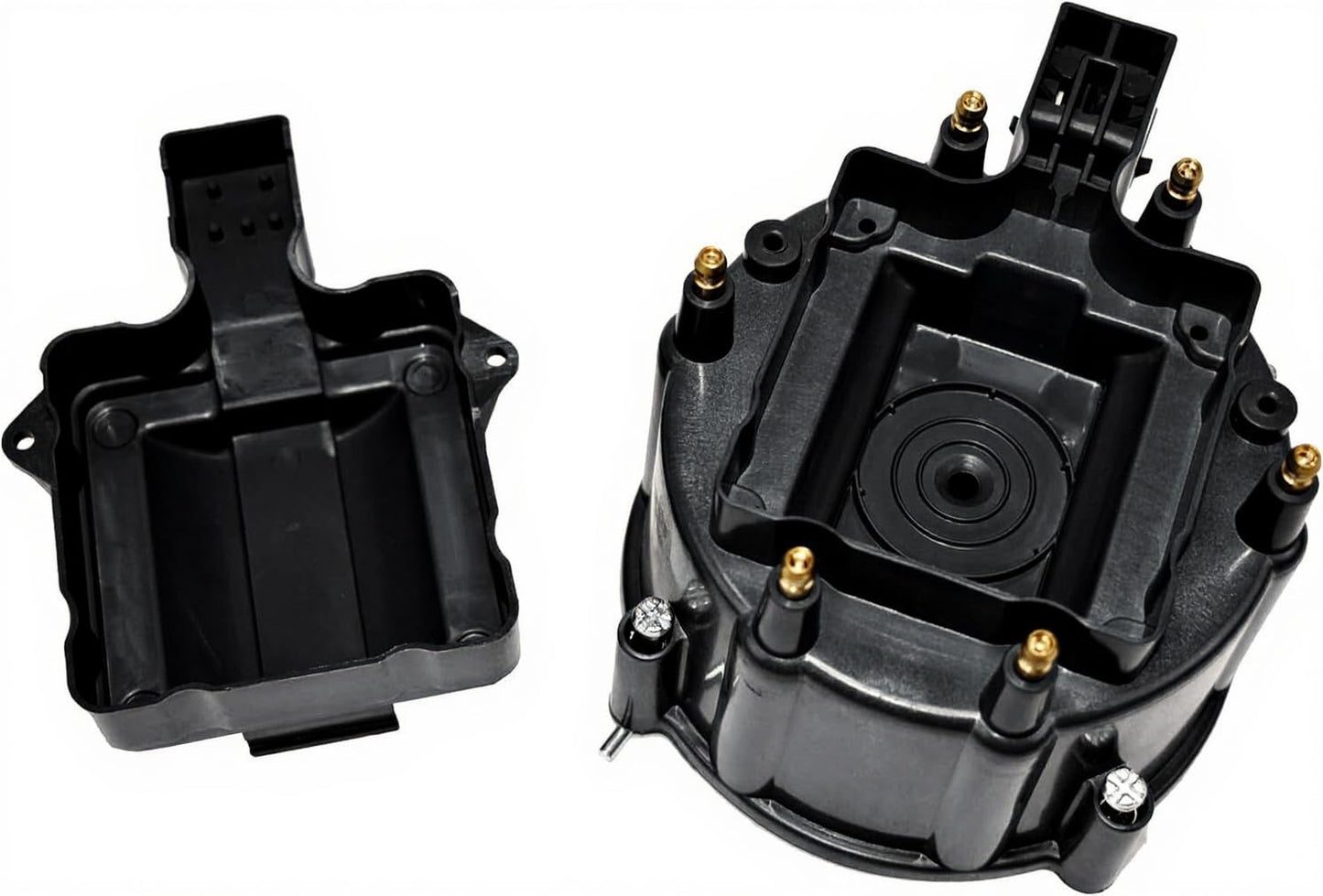 5 Star Speed HEI Distributor Cap, Rotor, and Coil Cover Kit Compatible with GM Style V6 (Black)