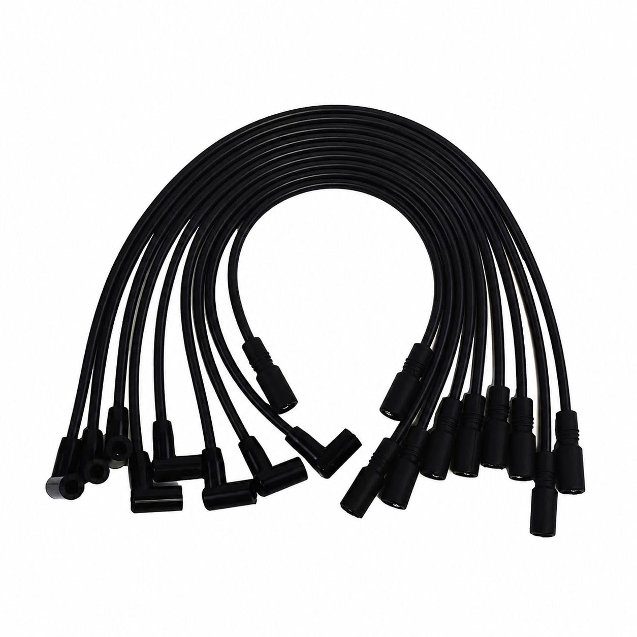 5 Star Speed Silicone Spark Plug Wire Set Compatible with Chevy GMC Vortec 5.0L 5.7L 305 350 5700 1996-2003, 8.0mm Black HEI Ignition Wires with 90 Degree Spark Plug Boots