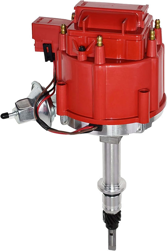 5 Star Speed HEI Distributor Compatible with Chevy GM 230 250 292 Inline 6 Engines with 65K Coil, Red Cap