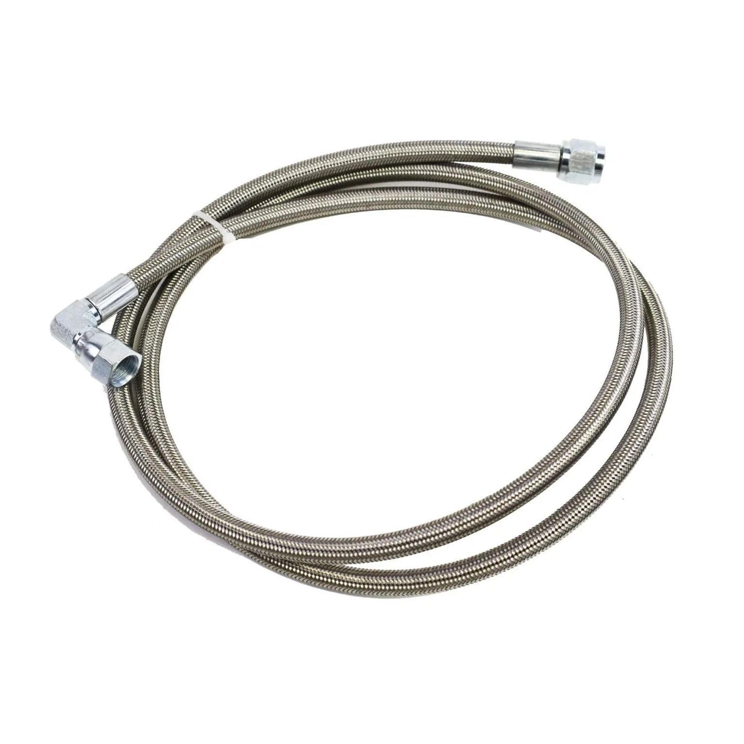 5 Star Speed 60 Inch Steel Braided Turbo Oil Feed Line Compatible with -4AN Turbocharger Oil Feed Systems, Teflon Core Hose, Straight and 90 Degree Hose Ends