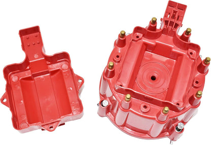 5 Star Speed HEI Distributor Cap, Rotor, and Coil Cover Kit Compatible with GM Style V8 (Red)