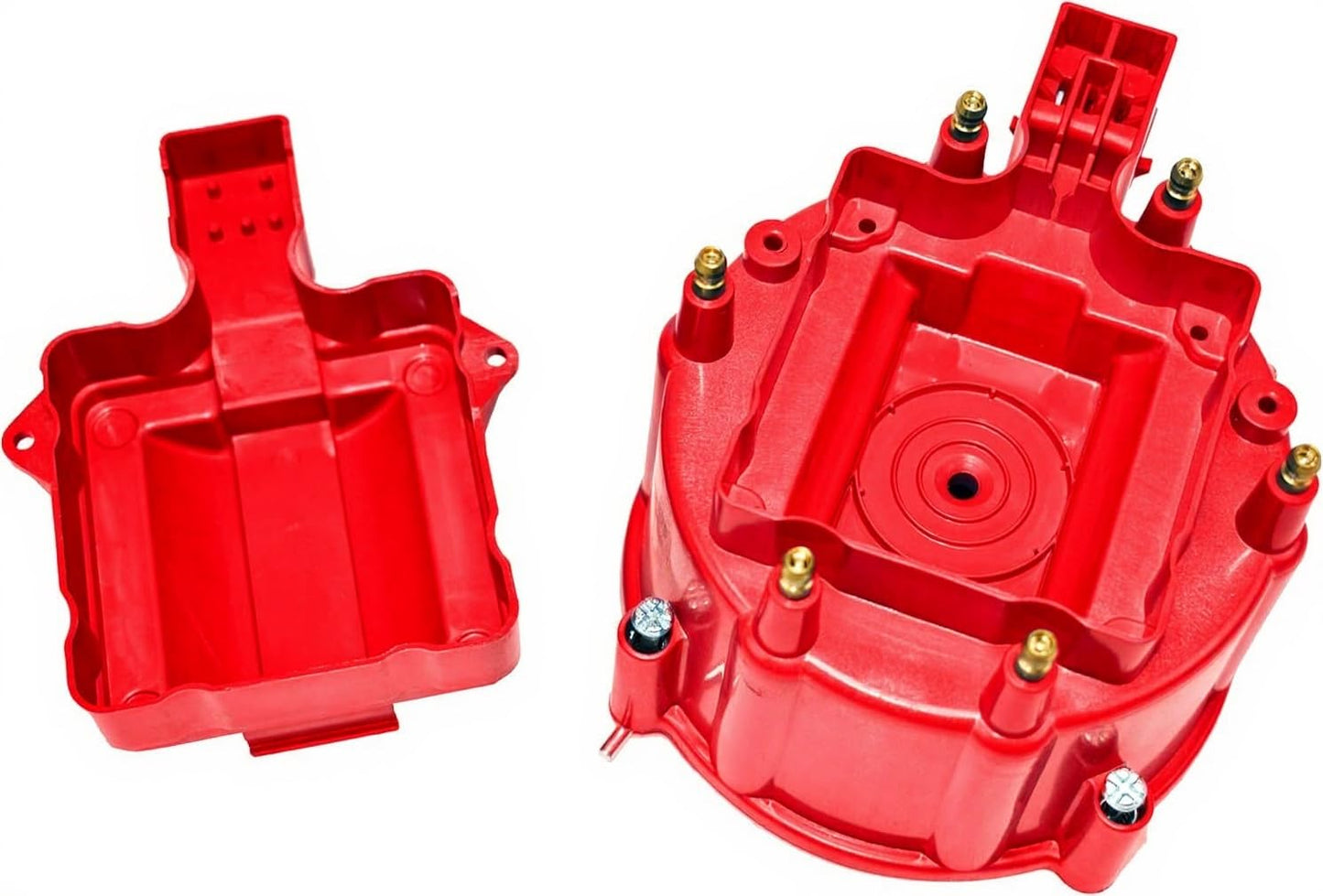 5 Star Speed HEI Distributor Cap, Rotor, and Coil Cover Kit Compatible with GM Style V6 (Red)