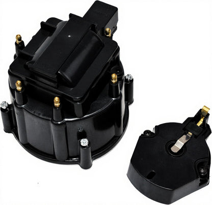 5 Star Speed HEI Distributor Cap, Rotor, and Coil Cover Kit Compatible with GM Style V6 (Black)