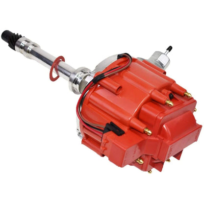 5 Star Speed HEI Distributor Kit Compatible with Chevy GM Small Block SBC 283 305 307 327 350 400 with 8.0mm Under Exhaust Spark Plug Wires Red Cap