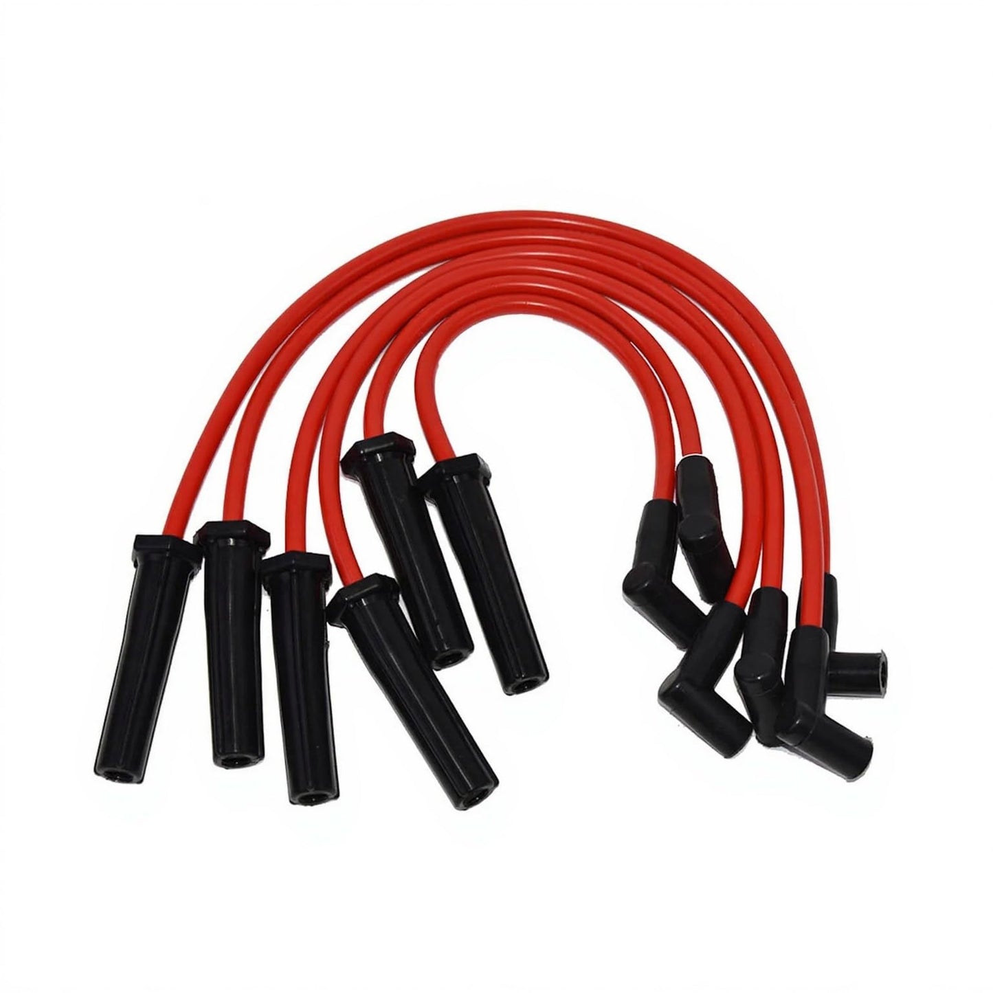 5 Star Speed 8.0mm Red Spark Plug Wire Set Compatible with Chevy GMC 194 216 235 and Toyota Land Cruiser 2F 3F Inline 6 HEI