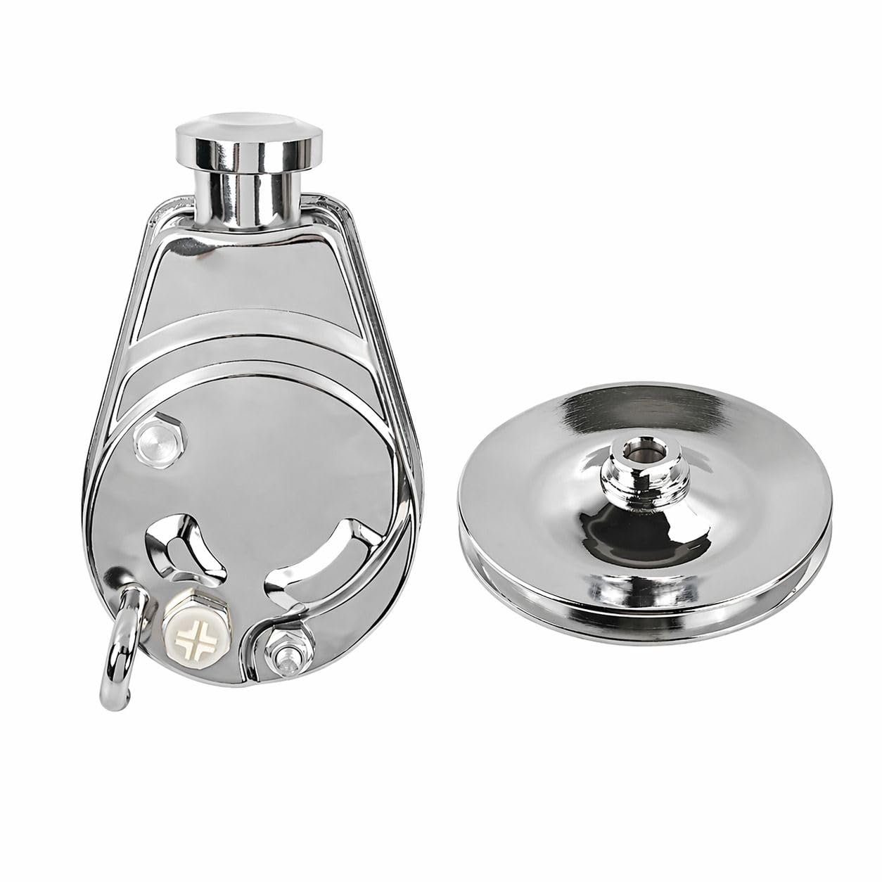 5 Star Speed Chrome Power Steering Pump & Single Groove Pulley Compatible with Saginaw GM Hot Rod Applications
