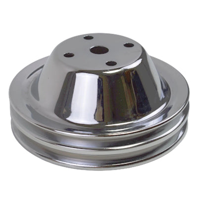 5 Star Speed Water Pump Pulley Double-Groove SWP Short Water Pump Compatible with Small Block Chevy SBC 262 265 267 283 302 305 307 327 350 400 Chrome