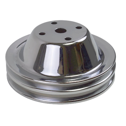 5 Star Speed Water Pump Pulley Double-Groove SWP Short Water Pump Compatible with Small Block Chevy SBC 262 265 267 283 302 305 307 327 350 400 Chrome