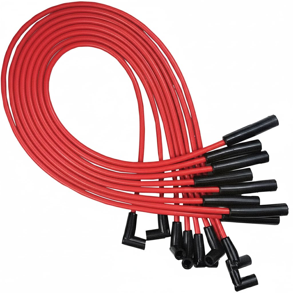 5 Star Speed 8.0mm Red Spark Plug Wire Set Compatible with AMC Jeep V8 290 304 343 360 390 401 HEI