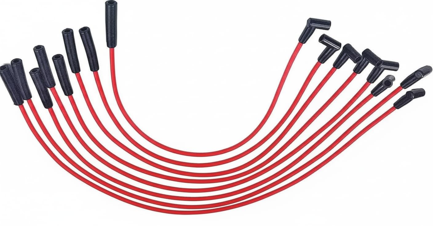 5 Star Speed 8.0mm Red Spark Plug Wire Set Compatible with AMC Jeep V8 290 304 343 360 390 401 HEI