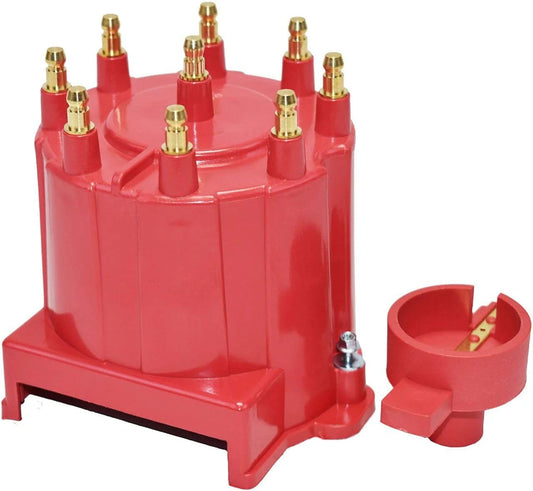 5 Star Speed 8-Cylinder EFI Distributor Cap and Rotor Kit Compatible with GM 454 305 350 Red
