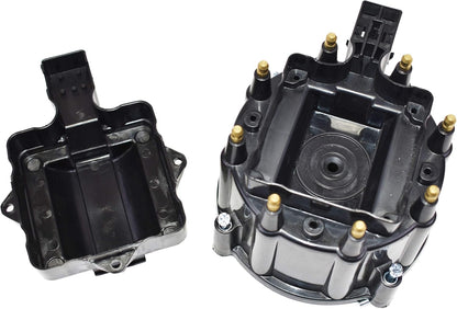 5 Star Speed HEI Distributor Cap, Rotor, and Coil Cover Kit Compatible with GM Style V8 (Black)