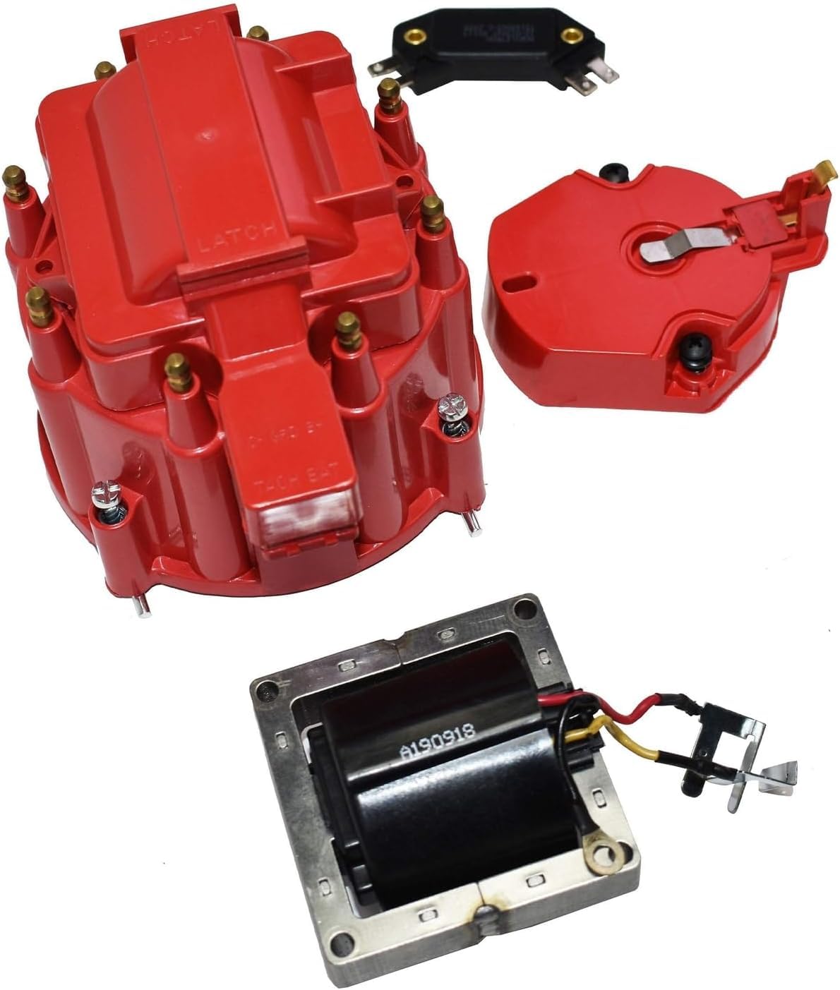 5 Star Speed HEI Distributor Tune-Up Kit with High Output Coil Compatible with GM Style V8 (Red)