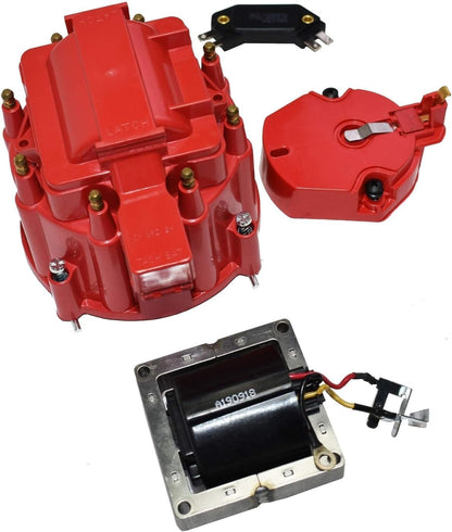 5 Star Speed HEI Distributor Tune-Up Kit with High Output Coil Compatible with GM Style V8 (Red)
