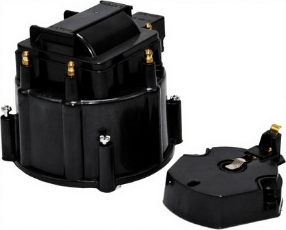 5 Star Speed HEI Distributor Cap, Rotor, and Coil Cover Kit Compatible with GM Style V6 (Black)