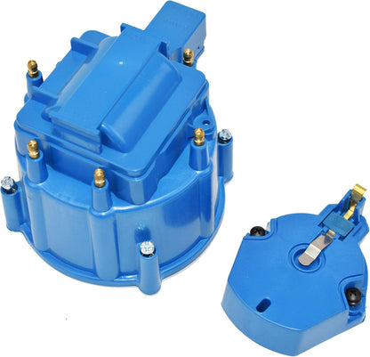 5 Star Speed HEI Distributor Cap, Rotor, and Coil Cover Kit Compatible with GM Style V6 (Blue)